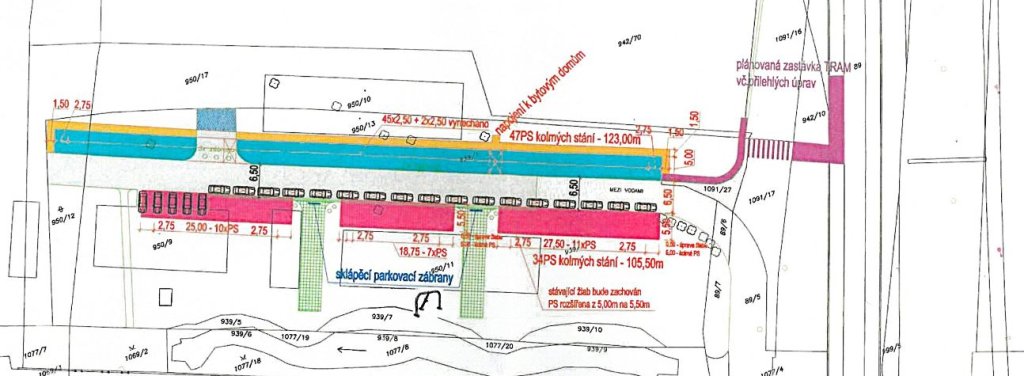 Městská část Praha 4 vytvoří v ulici Mezi Vodami v Hodkovičkách 59 nových parkovacích míst. Celkem bude moci v úseku mezi Šífařská a Vltavanů nově zaparkovat 81 automobilů.